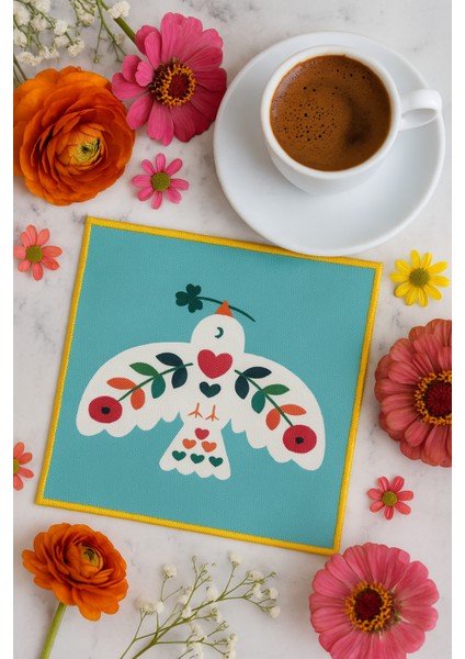 2’li Dijital Baskılı Nakış Detaylı Kokteyl Peçete Ds2