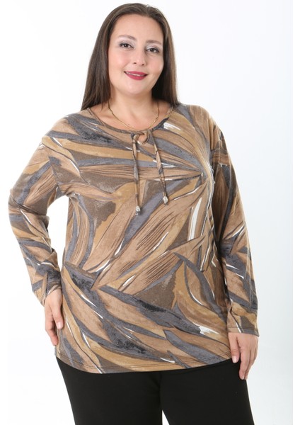 Kadın Desenli Likralı Yünlü Viskon Bluz modelleri