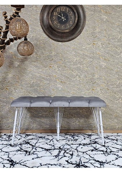 Metal Beyaz Tel Ayaklı 100 cm Puf Bench - Puf - Bench - Oturak - Mutfak Oturağı - Antre Oturağı Gri Renk 100 x 40 Boyut/ebat fiyatları