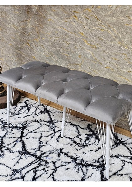 Metal Beyaz Tel Ayaklı 100 cm Puf Bench - Puf - Bench - Oturak - Mutfak Oturağı - Antre Oturağı Gri Renk 100 x 40 Boyut/ebat fırsatları