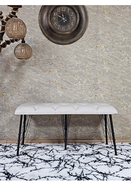 Metal Siyah Tel Ayaklı 100 cm Puf Bench - Puf - Bench - Oturak - Mutfak Oturağı - Antre Oturağı Krem Renk 100 x 40 Boyut/ebat fiyatları