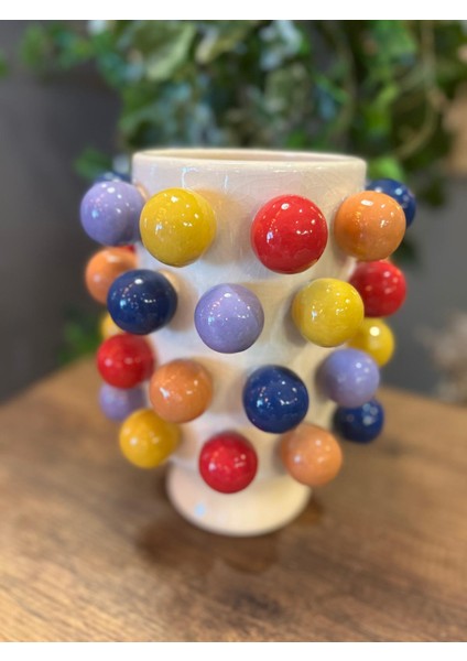 Vitale Seramik Puantiyeli Küçük Vazo 19*19*24 cm AK.KD0012 fiyatları