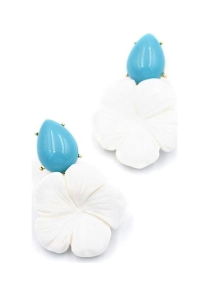 Çiçek Küpe - Beyaz