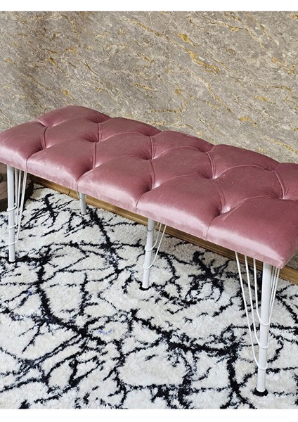 Metal Beyaz Tel Ayaklı 100 cm Puf Bench - Puf - Bench - Oturak - Mutfak Oturağı - Antre Oturağı Pembe Renk 100 x 40 Boyut/ebat fırsatları