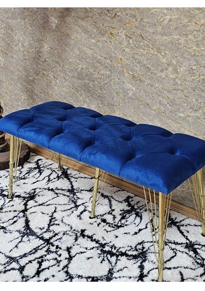 Metal Gold Tel Ayaklı 100 cm Puf Bench - Puf - Bench - Oturak - Mutfak Oturağı - Antre Oturağı Mavi Renk 100 x 40 Boyut/ebat fırsatları