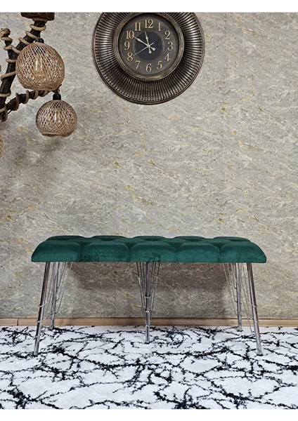 Metal Krom Tel Ayaklı 100 cm Puf Bench - Puf - Bench - Oturak - Mutfak Oturağı - Antre Oturağı Yeşil Renk 100 x 40 Boyut/ebat fiyatları