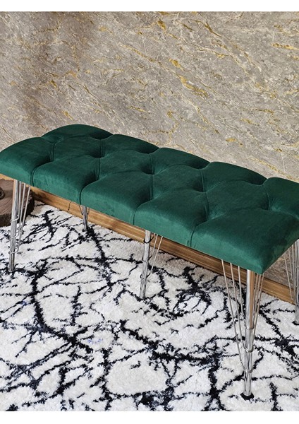 Metal Krom Tel Ayaklı 100 cm Puf Bench - Puf - Bench - Oturak - Mutfak Oturağı - Antre Oturağı Yeşil Renk 100 x 40 Boyut/ebat fırsatları