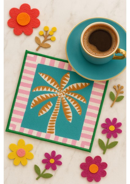 2’li Dijital Baskılı Nakış Detaylı Kokteyl Peçete Ds6