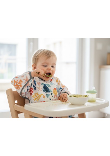 Ocean, Sıvı Geçirmez, Cepli, Makinede Yıkanabilir, Uzun Kollu Bebek Önlüğü fiyatları