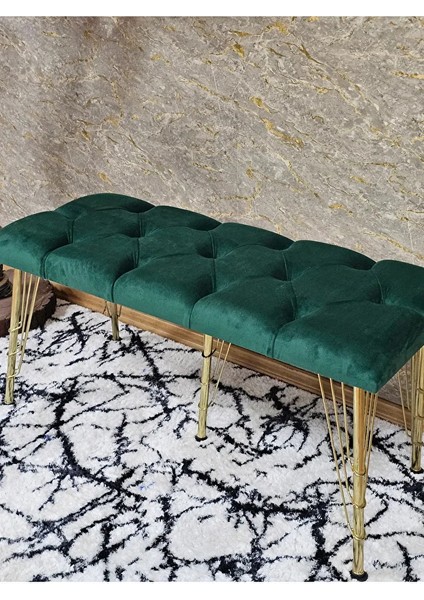 Metal Gold Tel Ayaklı 100 cm Puf Bench - Puf - Bench - Oturak - Mutfak Oturağı - Antre Oturağı Yeşil Renk 100 x 40 Boyut/ebat fırsatları