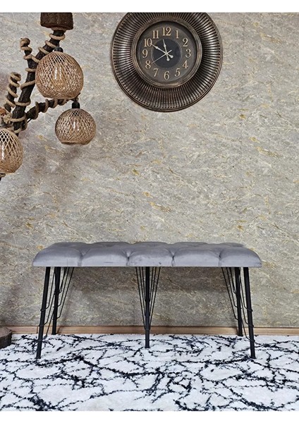 Metal Siyah Tel Ayaklı 100 cm Puf Bench - Puf - Bench - Oturak - Mutfak Oturağı - Antre Oturağı Gri Renk 100 x 40 Boyut/ebat fiyatları