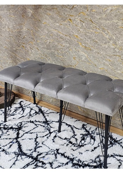 Metal Siyah Tel Ayaklı 100 cm Puf Bench - Puf - Bench - Oturak - Mutfak Oturağı - Antre Oturağı Gri Renk 100 x 40 Boyut/ebat fırsatları
