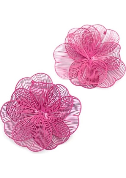 Metal Çiçek Küpe - Pembe fiyatları