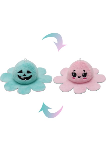 Flip Ahtapot Küçük Bebek 10CM Charm Çift Taraflı Flip Peluş Oyuncaklar Sevimli Komik Ifade Ahtapot Anahtarlık Charm (Yurt Dışından)