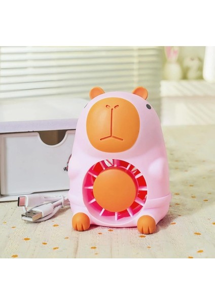 Masaüstü Şarzlı Özel Figürlü Pembe Renk Işıklı Fan