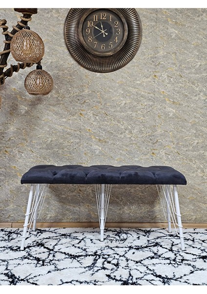 Metal Beyaz Tel Ayaklı 100 cm Puf Bench - Puf - Bench - Oturak - Mutfak Oturağı - Antre Oturağı Füme Renk 100 x 40 Boyut/ebat fiyatları