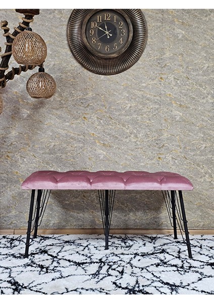 Metal Siyah Tel Ayaklı 100 cm Puf Bench - Puf - Bench - Oturak - Mutfak Oturağı - Antre Oturağı Pembe Renk 100 x 40 Boyut/ebat fiyatları
