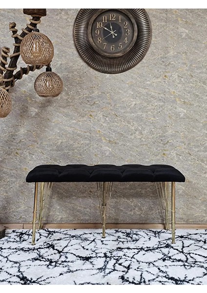Metal Gold Tel Ayaklı 100 cm Puf Bench - Puf - Bench - Oturak - Mutfak Oturağı - Antre Oturağı Siyah Renk 100 x 40 Boyut/ebat fiyatları