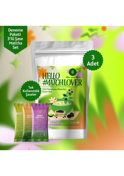Matcha Deneme Seti 3'lü - Saf, Vanilya, Böğürtlen Aromalı Deneme Matcha Seti 3x3 gr fiyatları