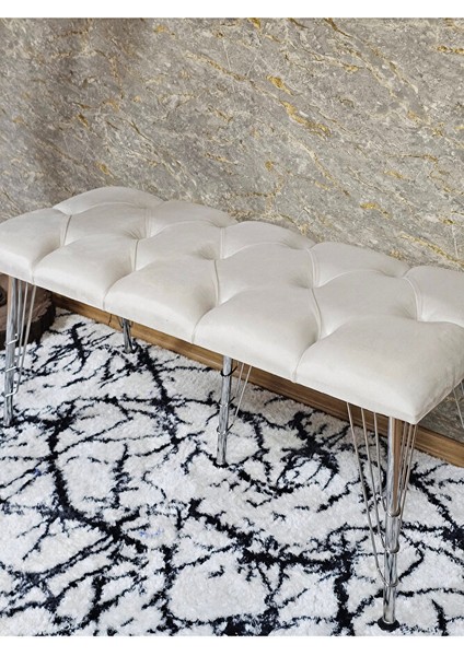 Metal Krom Tel Ayaklı 100 cm Puf Bench - Puf - Bench - Oturak - Mutfak Oturağı - Antre Oturağı Krem Renk 100 x 40 Boyut/ebat fırsatları