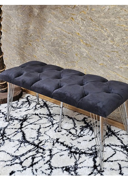 Metal Krom Tel Ayaklı 100 cm Puf Bench - Puf - Bench - Oturak - Mutfak Oturağı - Antre Oturağı Füme Renk 100 x 40 Boyut/ebat fırsatları