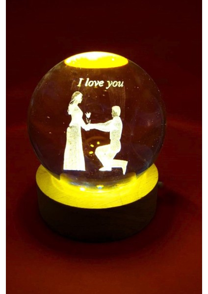 Evlenme Teklifi Şeklinde Renk Değiştiren Küre Şeffaf Cam Küre