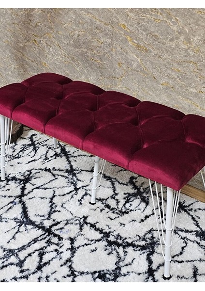 Metal Beyaz Tel Ayaklı 100 cm Puf Bench - Puf - Bench - Oturak - Mutfak Oturağı - Antre Oturağı Bordo Renk 100 x 40 Boyut/ebat fırsatları
