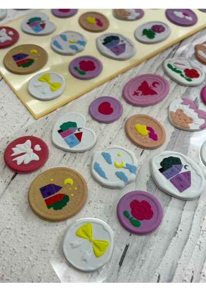 3D Kabartmalı 18 Adet Sarı Paket Mühür Desenli Sticker / Etiket / Çıkartma fiyatları