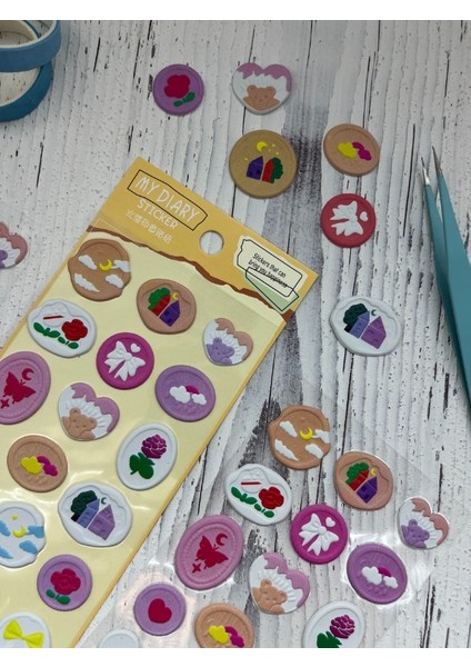 3D Kabartmalı 18 Adet Sarı Paket Mühür Desenli Sticker / Etiket / Çıkartma modelleri