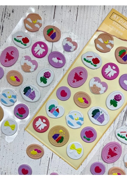 3D Kabartmalı 18 Adet Sarı Paket Mühür Desenli Sticker / Etiket / Çıkartma indirimleri