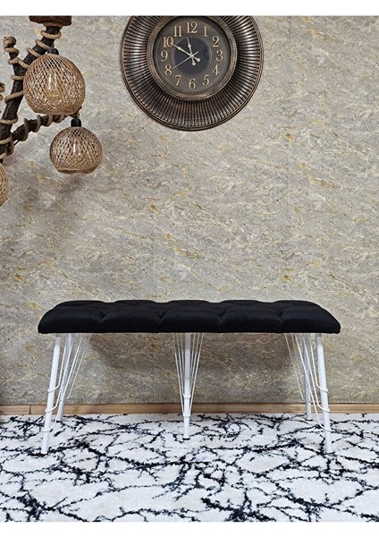 Metal Beyaz Tel Ayaklı 100 cm Puf Bench - Puf - Bench - Oturak - Mutfak Oturağı - Antre Oturağı Siyah Renk 100 x 40 Boyut/ebat fiyatları
