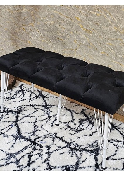 Metal Beyaz Tel Ayaklı 100 cm Puf Bench - Puf - Bench - Oturak - Mutfak Oturağı - Antre Oturağı Siyah Renk 100 x 40 Boyut/ebat fırsatları