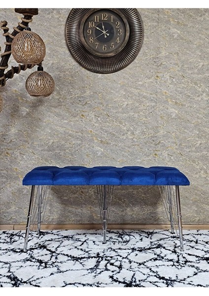 Metal Krom Tel Ayaklı 100 cm Puf Bench - Puf - Bench - Oturak - Mutfak Oturağı - Antre Oturağı Mavi Renk 100 x 40 Boyut/ebat fiyatları
