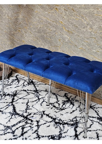 Metal Krom Tel Ayaklı 100 cm Puf Bench - Puf - Bench - Oturak - Mutfak Oturağı - Antre Oturağı Mavi Renk 100 x 40 Boyut/ebat fırsatları