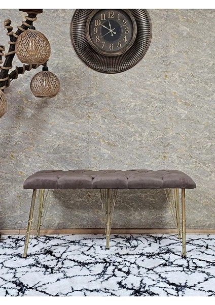 Metal Gold Tel Ayaklı 100 cm Puf Bench - Puf - Bench - Oturak - Mutfak Oturağı - Antre Oturağı Kahverengi Renk 100 x 40 Boyut/ebat fiyatları