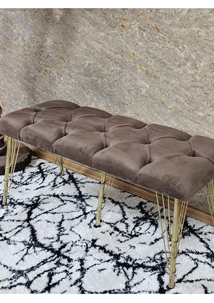 Metal Gold Tel Ayaklı 100 cm Puf Bench - Puf - Bench - Oturak - Mutfak Oturağı - Antre Oturağı Kahverengi Renk 100 x 40 Boyut/ebat fırsatları