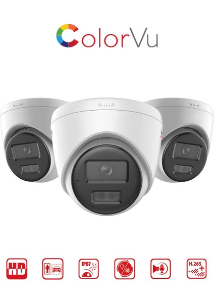 DS-2CD1347G2H-LIUF - 4mp Colorvu + Smart Hybrid Light Turret Network Kamera
