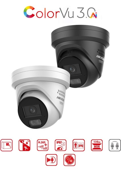 DS-2CD2347G3-LIS2UY/SL - 4m Colorvu + Smart Hybrid Turret Network Kamera Live Gaurd Wdr