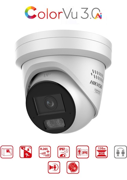 DS-2CD2347G3-LIS2UY/SL - 4m Colorvu + Smart Hybrid Turret Network Kamera Live Gaurd Wdr modelleri
