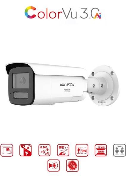DS-2CD2T47G3-LIS2UY/SL - 4m Colorvu + Smart Hybrid Bullet Network Kamera Wdr