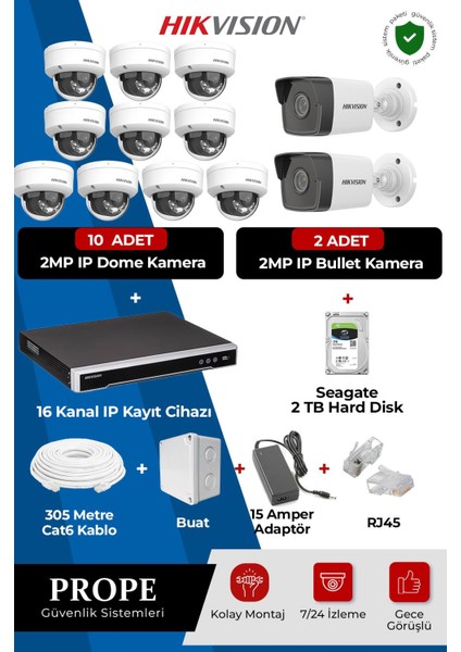 Hıkvısıon 12 Kameralı Full Sistem Paketi