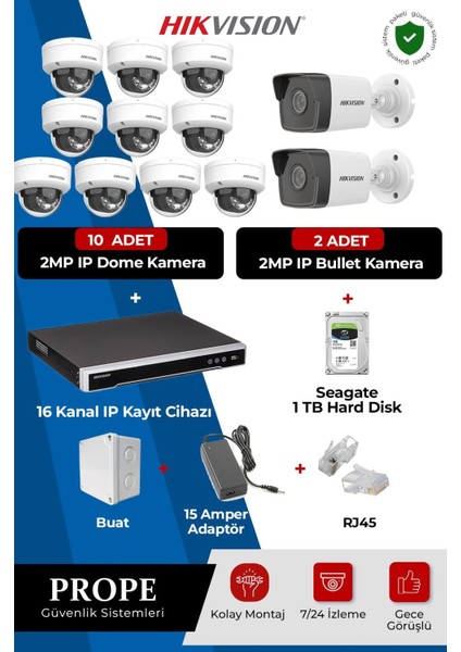Hıkvısıon 12 Kameralı Full Sistem Paketi