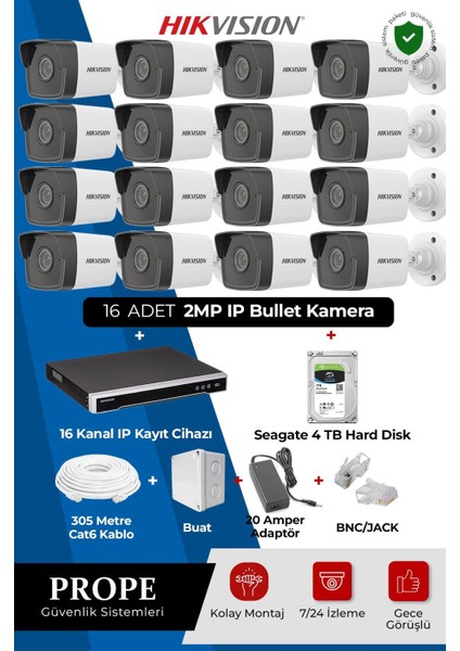 Hıkvısıon 16 Kameralı Bullet Full Sistem Paketi