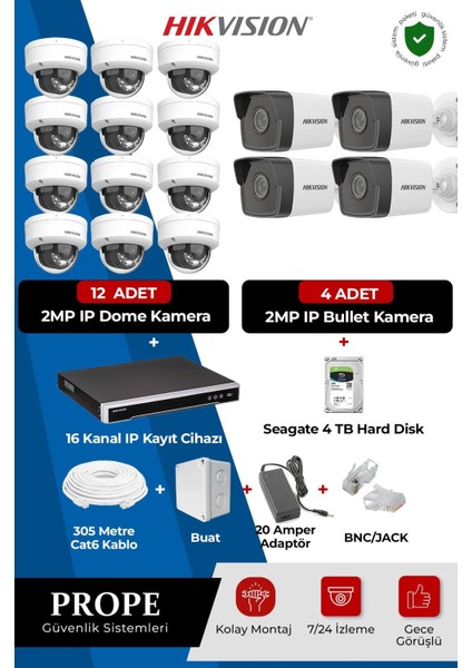 Hıkvısıon 16 Kameralı Full Sistem Paketi