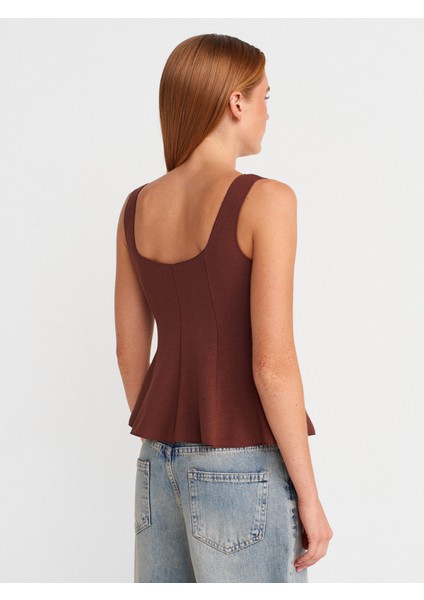 31987 Peplum Etekli Yelek-Açık Kahve fiyatları