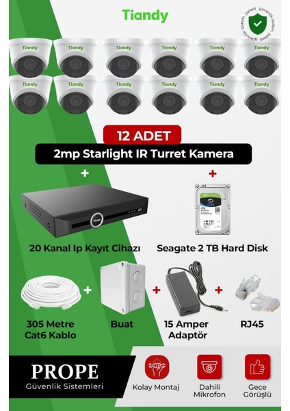 12 Kameralı Dome Full Sistem Paketi