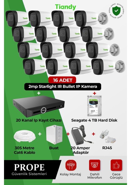 16 Kameralı Bullet Full Sistem Paketi