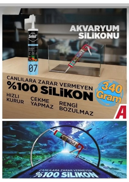 Akvaryum Silikonu Sızdırmaz Silikonu Şeffaf Solvent Içermeyen Silikon 280 ml
