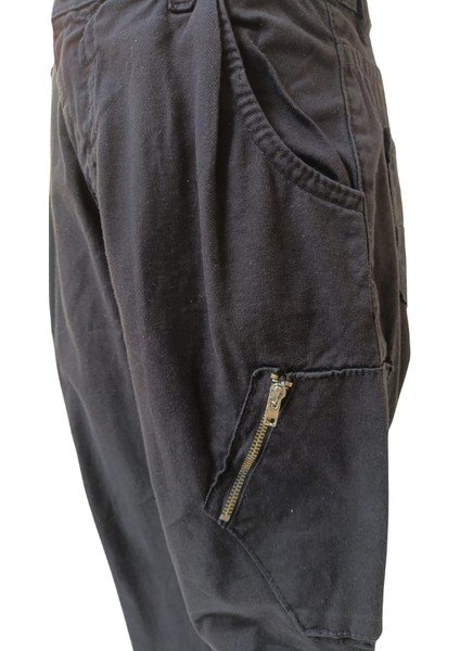 Fancy Kids Antalya Erkek Çocuk Siyah Kargo Cepli Fermuarlı Pantolon – Pamuklu Esnek Kumaş