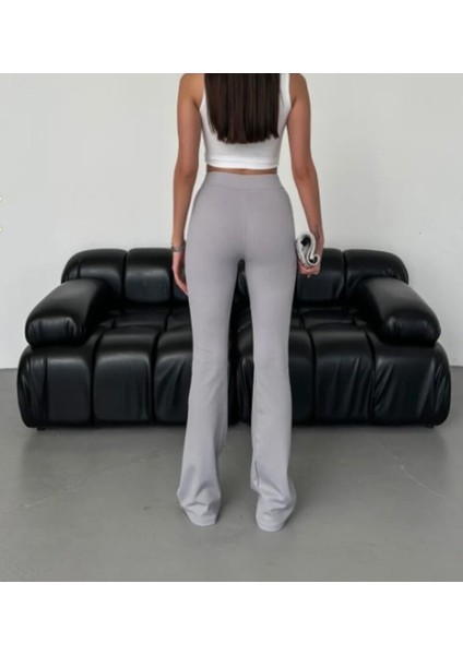 Yüksek Bel Kemerli Ispanyol Geniş Paça Dalgıç Kumaş Tayt modelleri